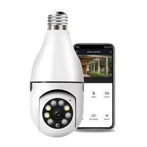 Câmera Lâmpada de Segurança Vigilância IP Wi-Fi 360° Visão Noturna