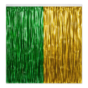 Kit Verde e Dourada - Cortina Metalizada Franja Brasil