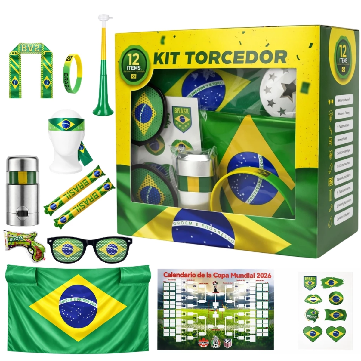 Conjunto 12 peças Torcedor Brasil Copa 2026