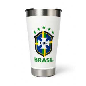 Copo Térmico Brasil CBF Aço Inox (473ml) Branco