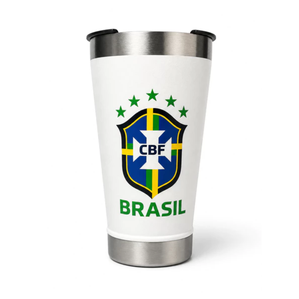 Copo Térmico Brasil CBF Aço Inox (473ml) Branco
